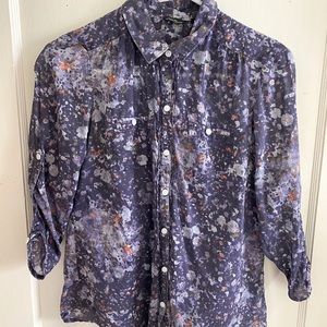 Eddie Bauer 3/4 Length Button Up Blouse